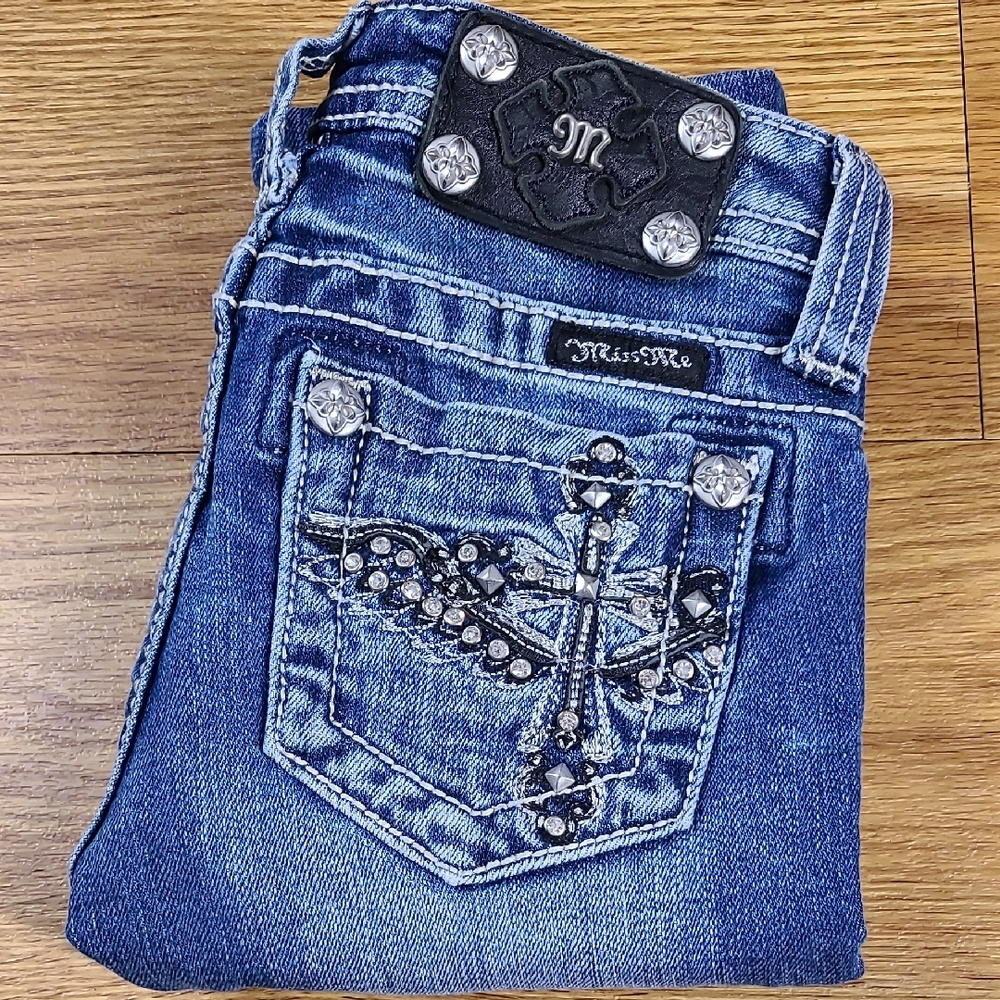MISS ME 7x16 VINT JK6127B BOOT KIDS, GIRLS, JUNIORS PRE-OWNED, PRE-SHRUNK JEANS